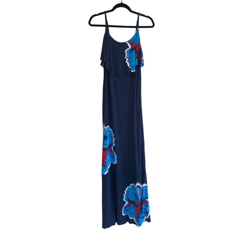 INC International Concepts Maxi Dress Spaghetti Straps Blue Beaded Medium - Picture 11 of 14